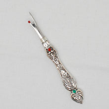 Silver Antique Style seam ripper with colored rhinestones