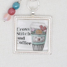 Cross Stitch And Coffee  Zipper Pull/ Mini- Fob