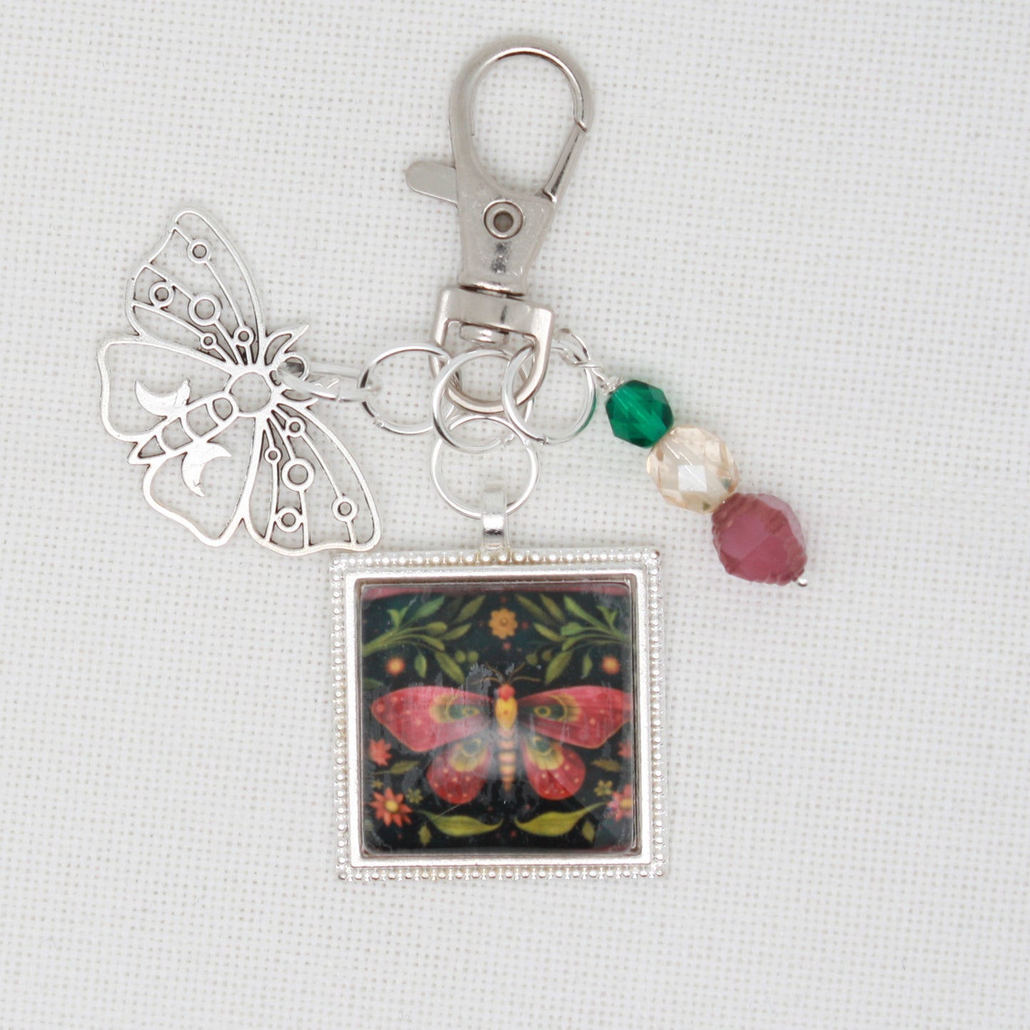 Red Moth Zipper Pull/ Mini- Fob