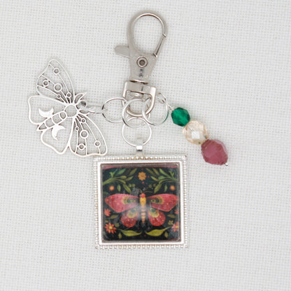 Red Moth Zipper Pull/ Mini- Fob