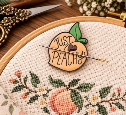Just Peachy Enamel Magnetic Needle Minder For Cross Stitch