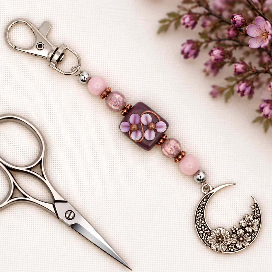Flower Moon Scissor Fob