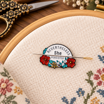 Nevertheless She Persisted Enamel Magnetic Needle Minder For Cross Stitch