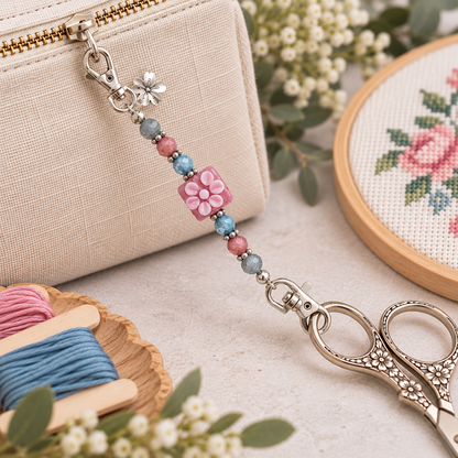 Flower Double Clip Scissor Fob