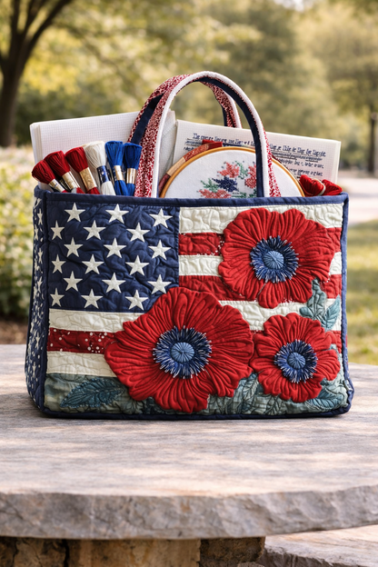 American Flag and Poppies Project Tote