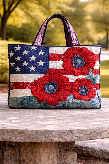 American Flag and Poppies Project Tote