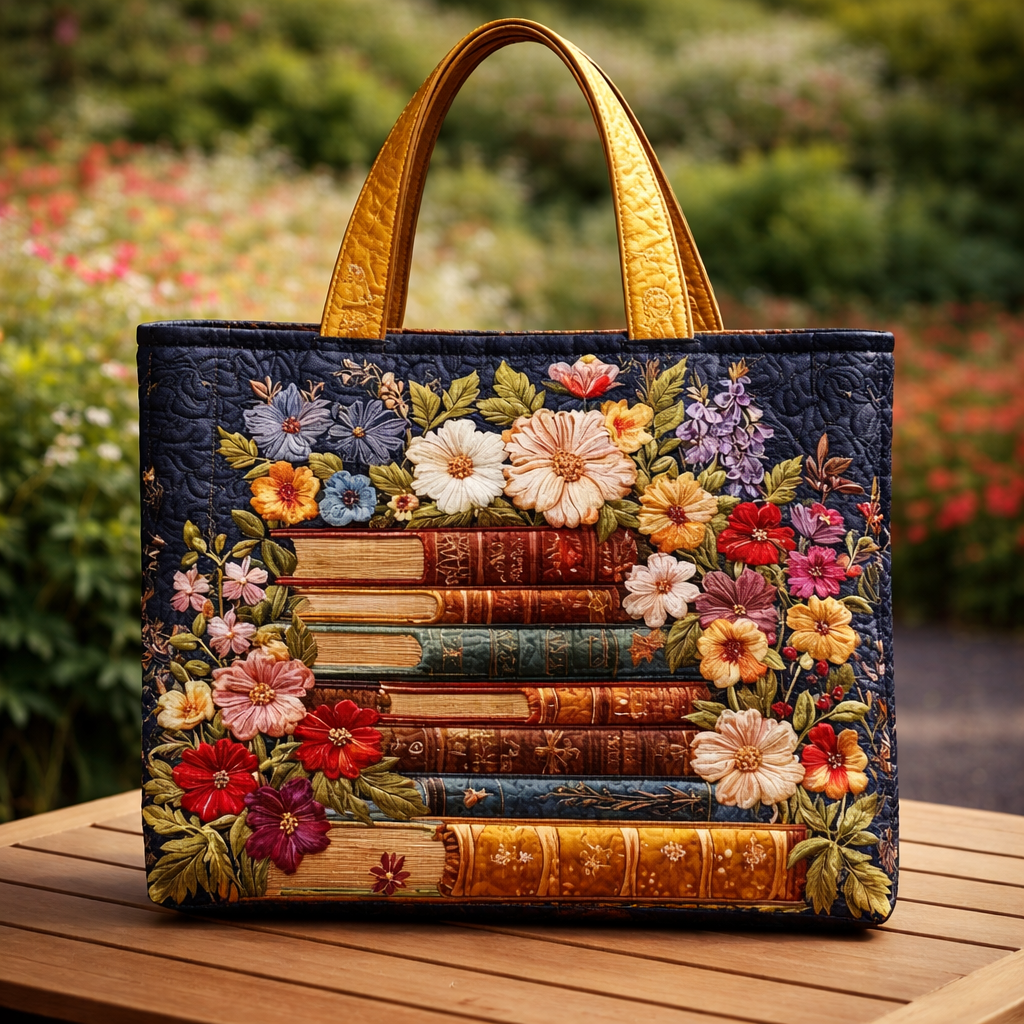 Books And Flowers Project Tote