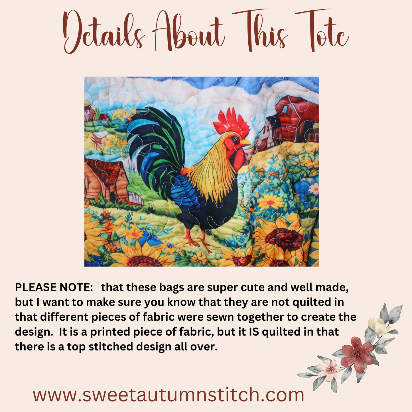 Rooster And Sunflowers Project Tote