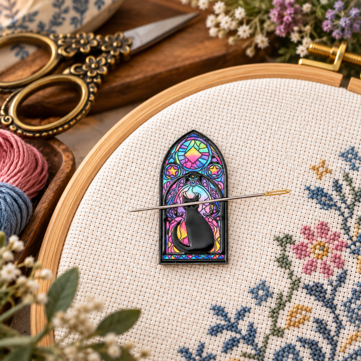 Cat Enamel Magnetic Needle Minder For Cross Stitch