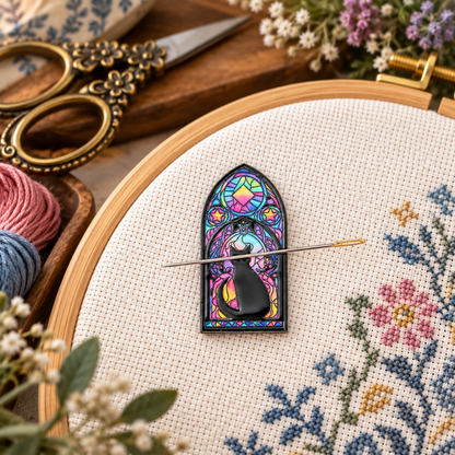 Cat Enamel Magnetic Needle Minder For Cross Stitch