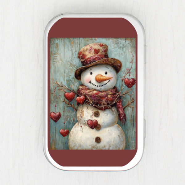 Valentine Snowman Small Storage Tin