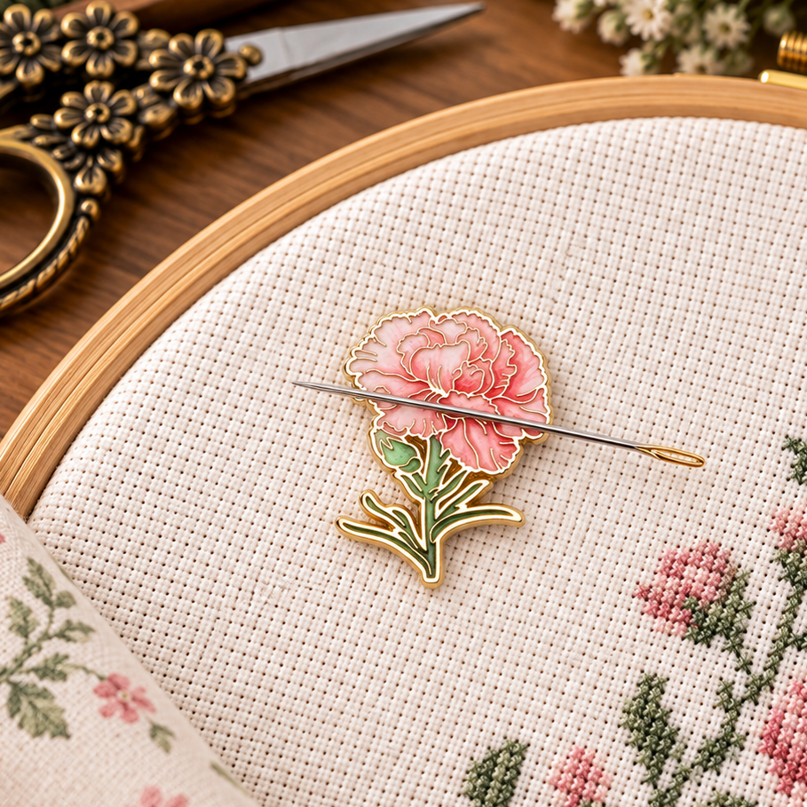 Flower Enamel Magnetic Needle Minder For Cross Stitch
