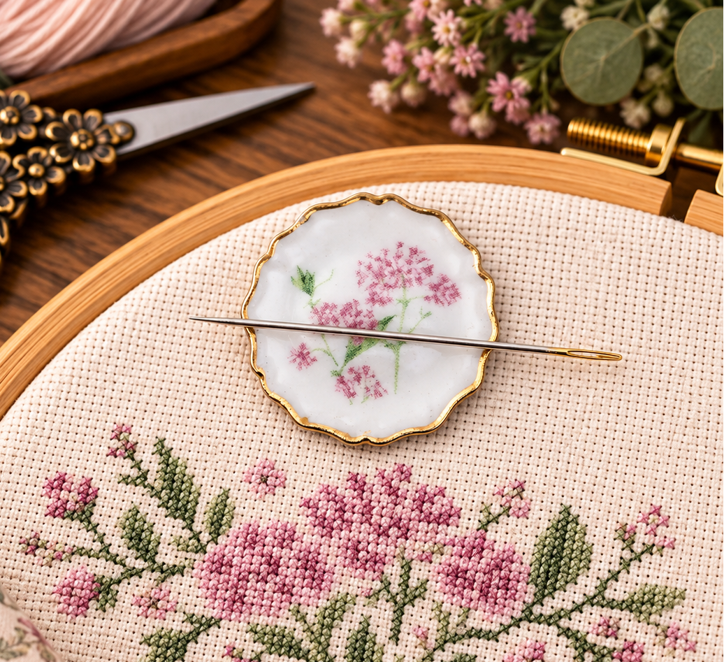 Plate Porcelain Magnetic  Needle Minder For Cross Stitch