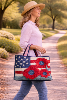 American Flag and Poppies Project Tote