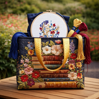 Books And Flowers Project Tote