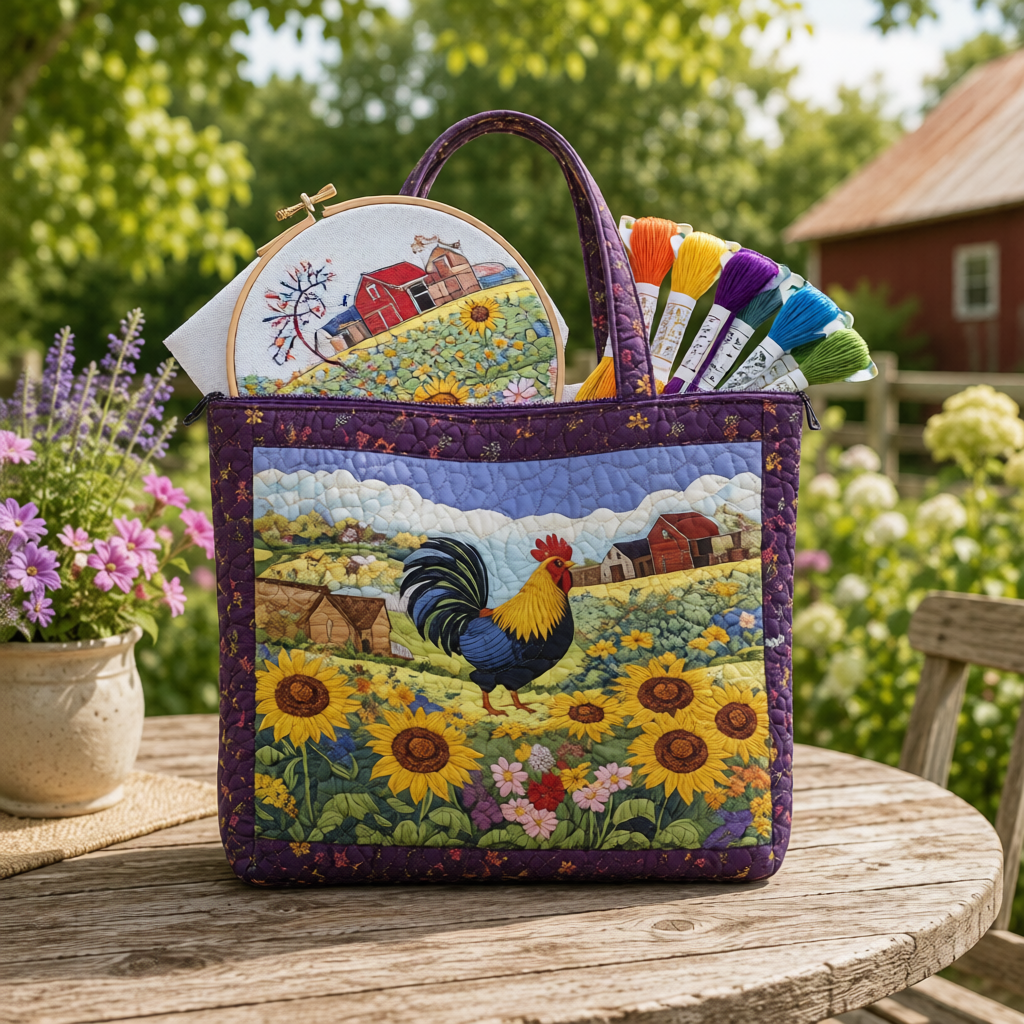 Rooster And Sunflowers Project Tote