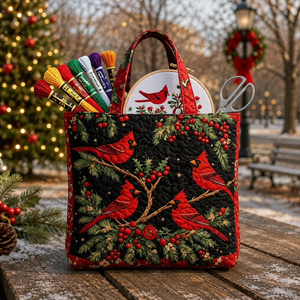 Cardinals Tote not quilted with zipper