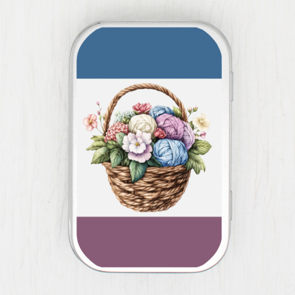 Basket Of Yarn Small Storage Tin