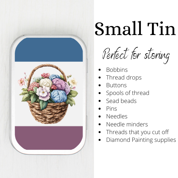 Basket Of Yarn Small Storage Tin