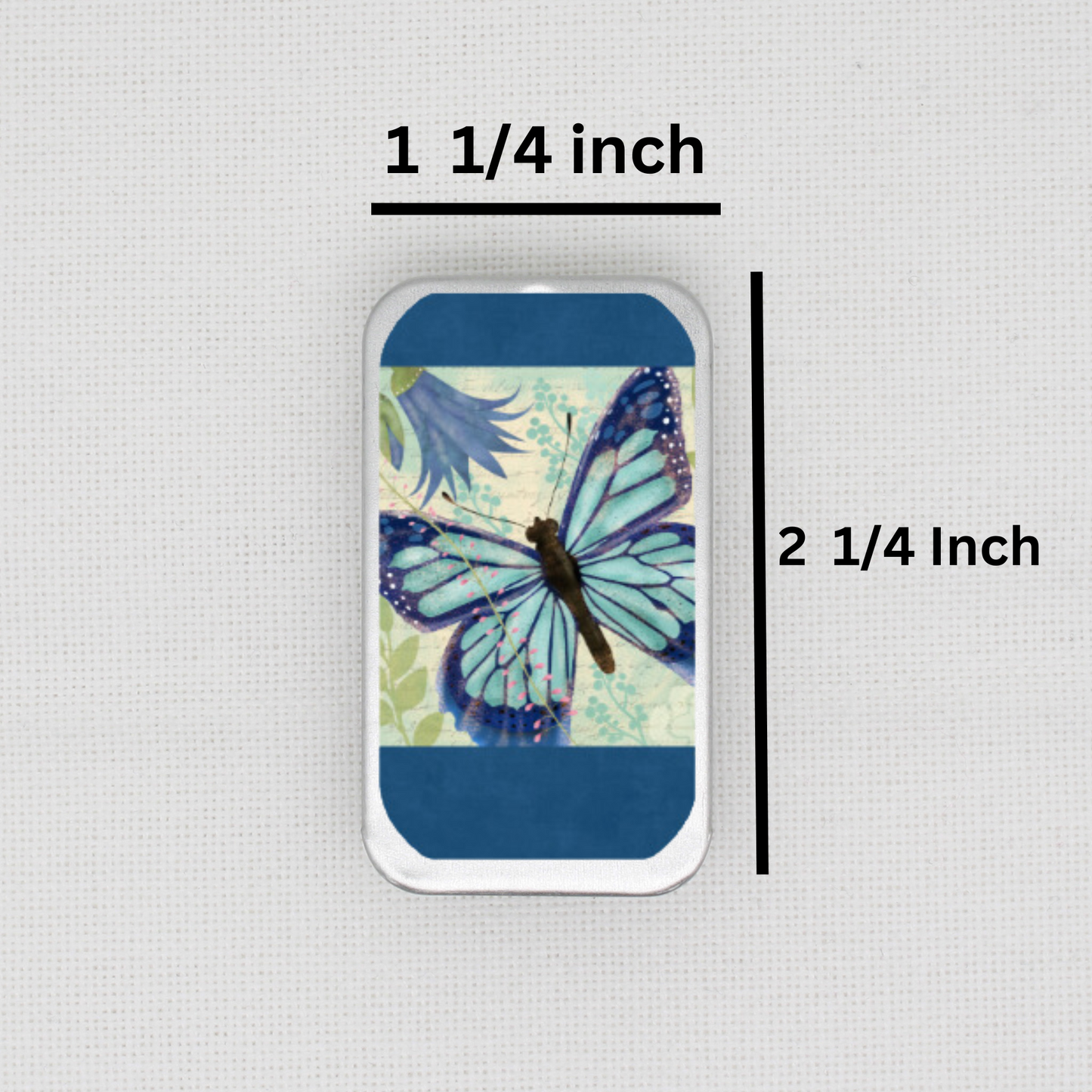 Blue Butterfly Needle Tin