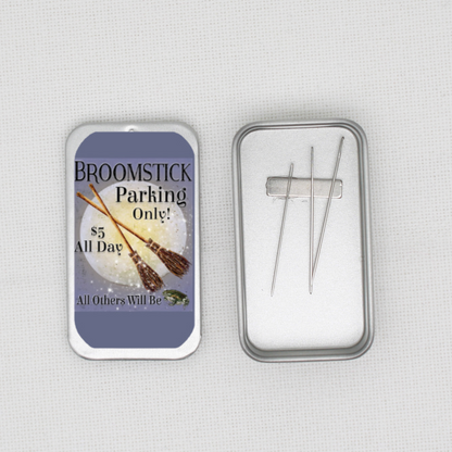 Broomstick Parking Needle Tin
