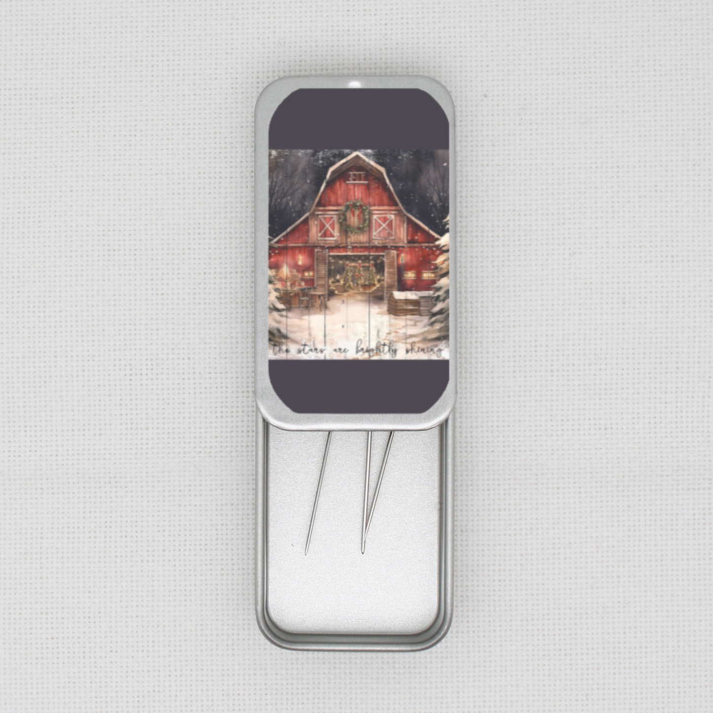Christmas Barn Needle Tin