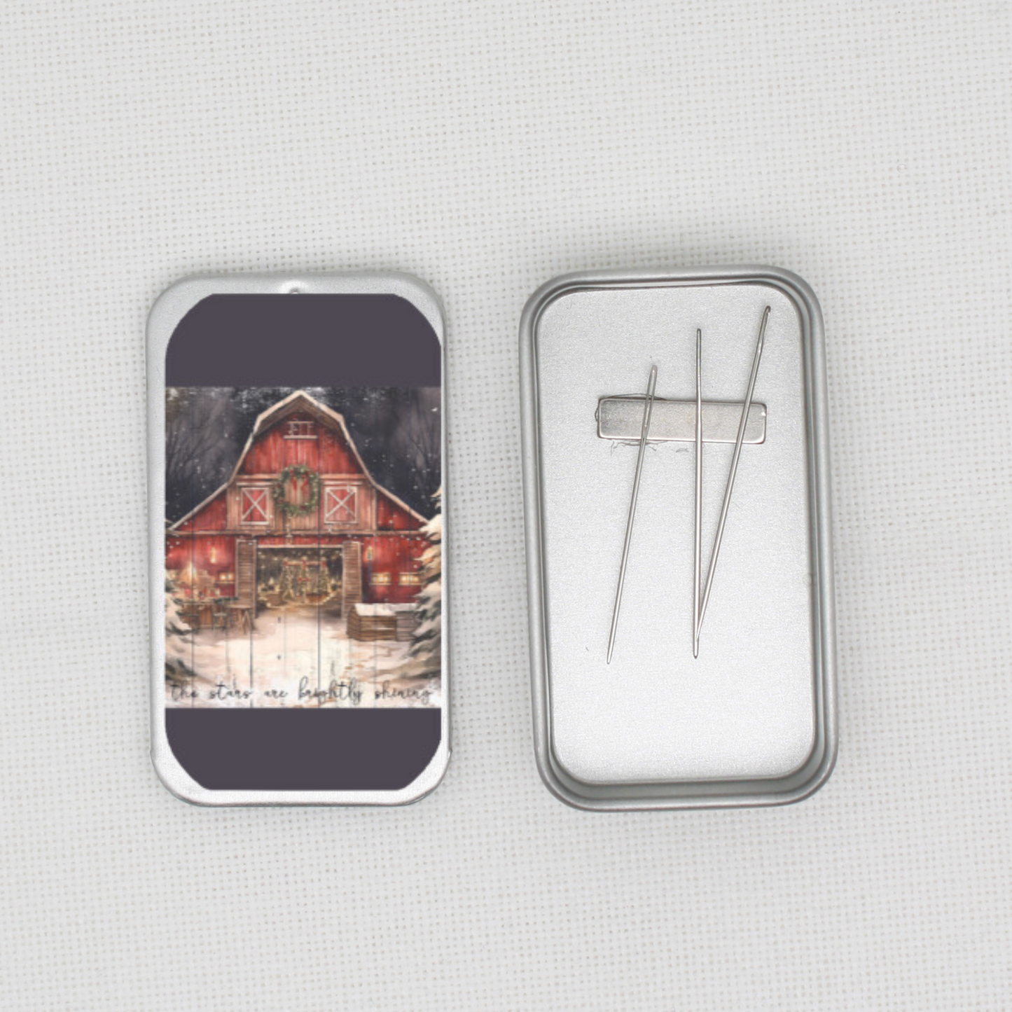 Christmas Barn Needle Tin