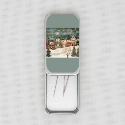 Christmas Village Needle Tin