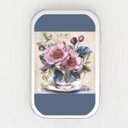 Teacup Of Flowers Small Storage Tin