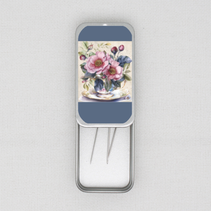 Teacup Of Flowers Needle Tin