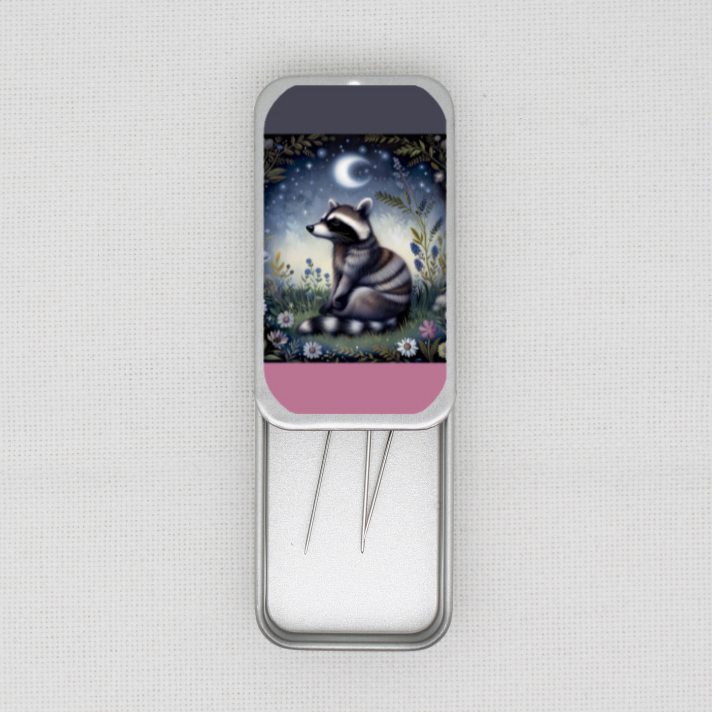 Night Animal Raccoon Needle Tin