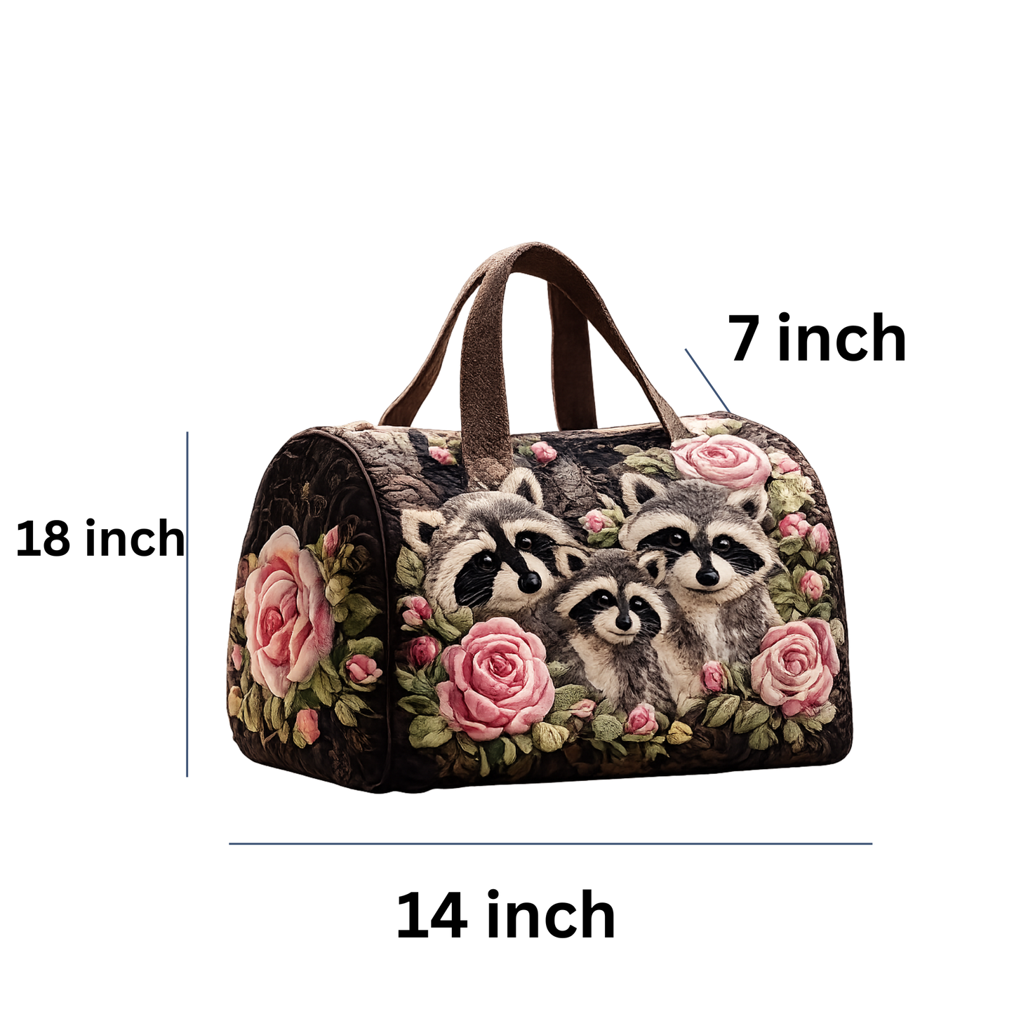 Raccoon Tote not quilted with zipper