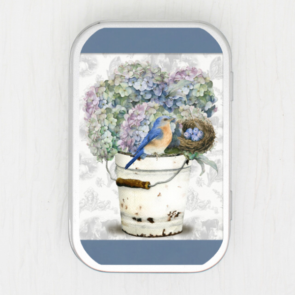 Bird And Hydrangea Small Storage Tin