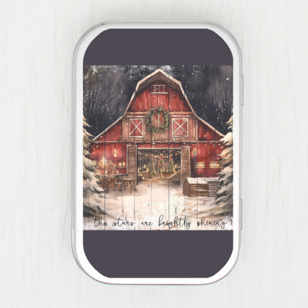 Christmas Barn Small Storage Tin