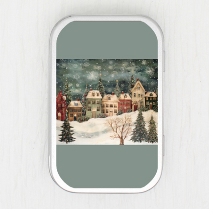 Christmas Village Small Storage Tin