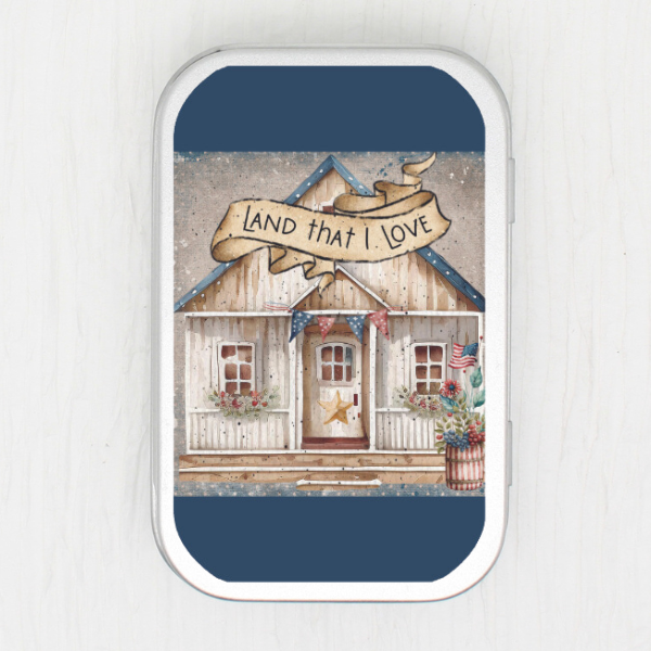 Land That I Love House Small Storage Tin