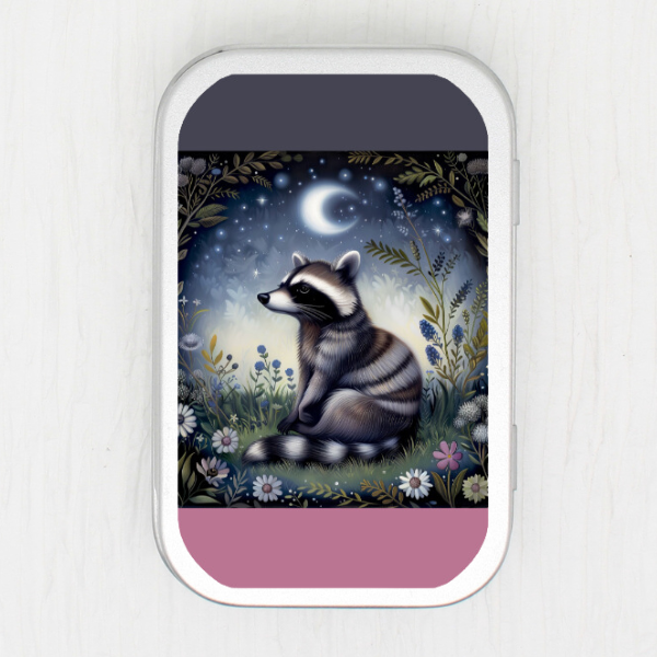 Night Raccoon Small Storage Tin