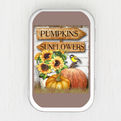 Pumpkin And Sunflower Small Storage Tin