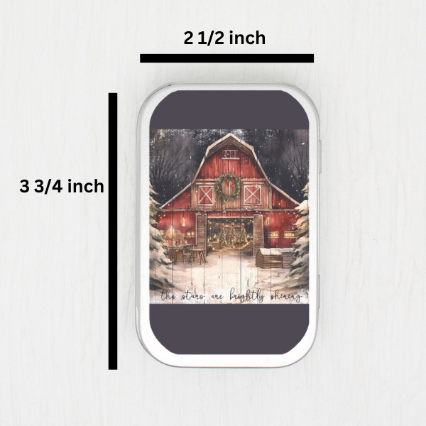 Christmas Barn Small Storage Tin