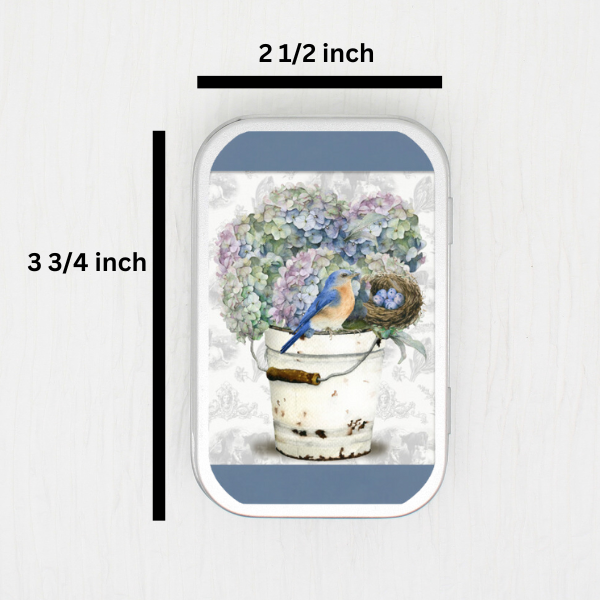 Bird And Hydrangea Small Storage Tin