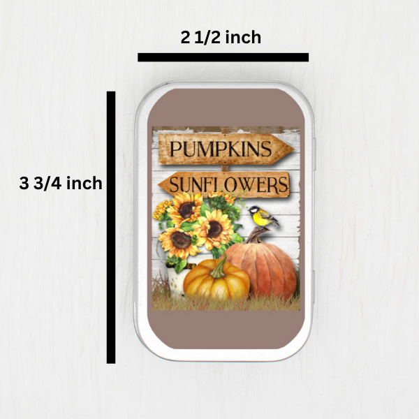 Pumpkin And Sunflower Small Storage Tin