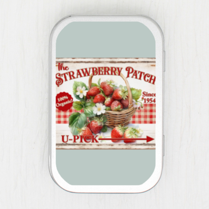 Strawberry Patch Small Storage Tin