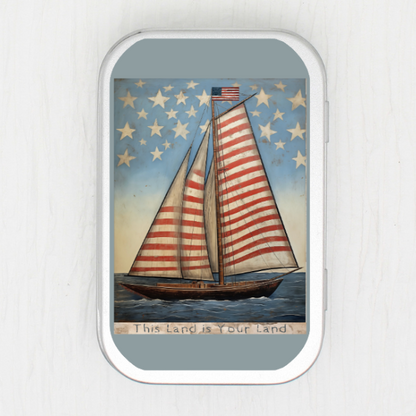 This Land Is Your Land Sailboat  Small Storage Tin