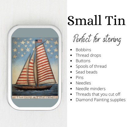 This Land Is Your Land Sailboat  Small Storage Tin