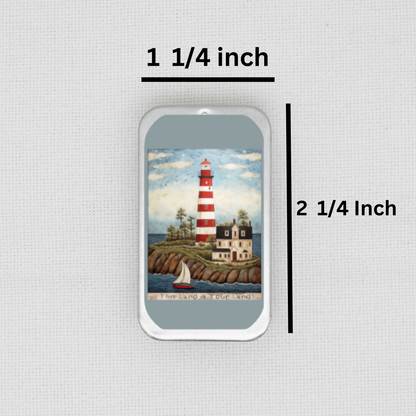 This Land Is Your Land Lighthouse Needle Tin