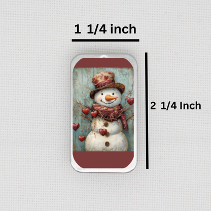 Valentine Snowman Needle Tin