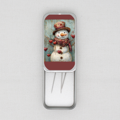 Valentine Snowman Needle Tin