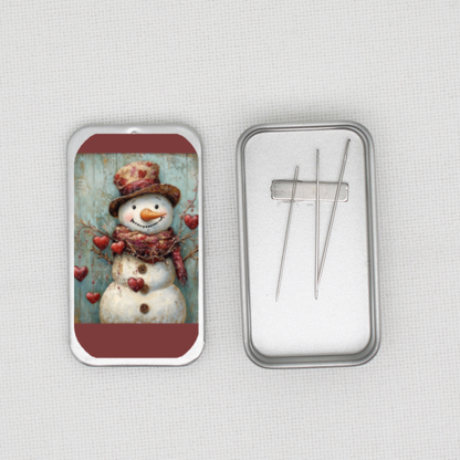 Valentine Snowman Needle Tin
