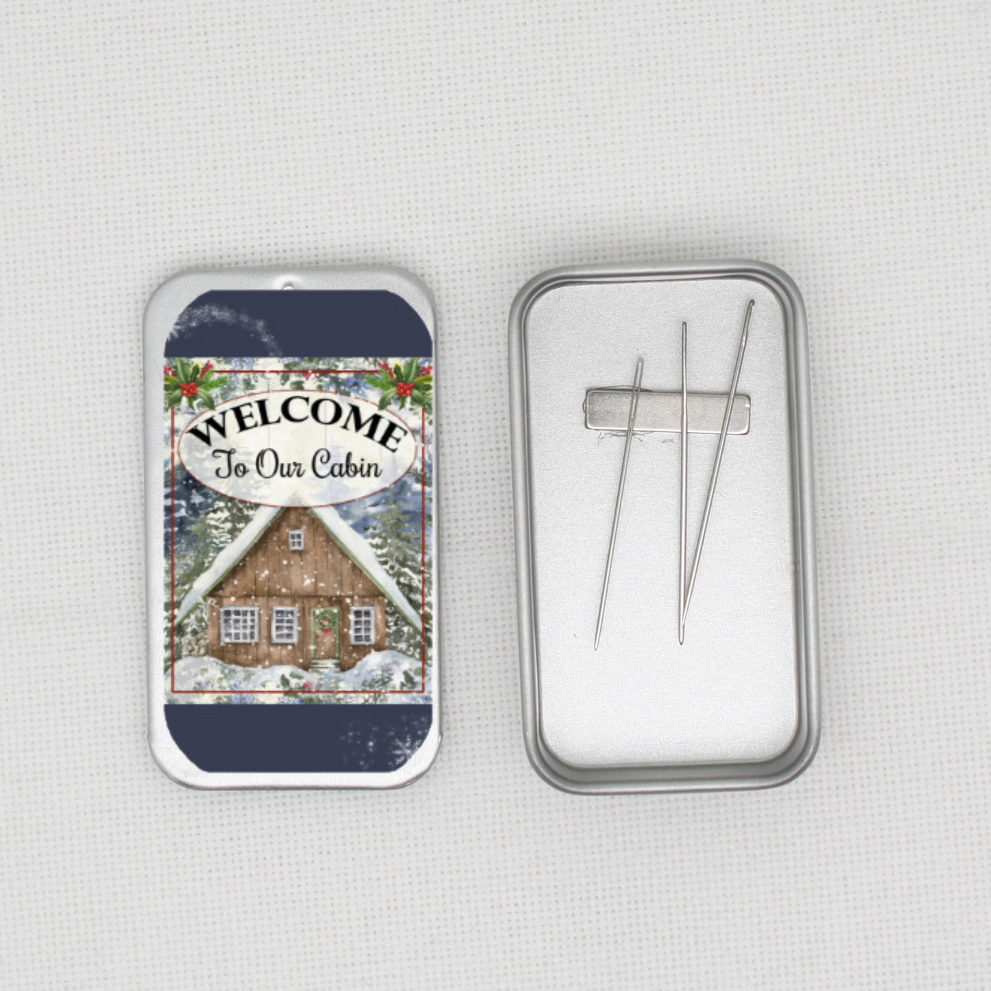 Welcome To Our Cabin Needle Tin