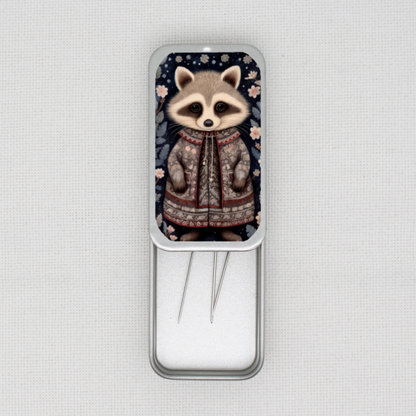 Winter Animals Raccoon Needle Tin